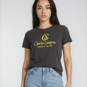 Charles Lindgren® – Damen T-Shirt „Charles and the Pioneer“ Dark Grey