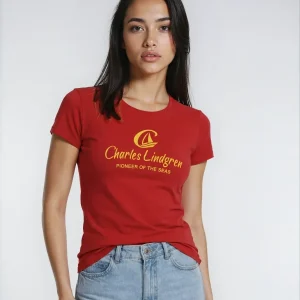 Charles Lindgren® – Damen T-Shirt „Charles and the Pioneer“ Rot